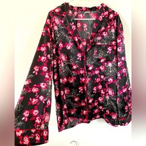 1X Cherry Blossom Pajama Set Plus Size